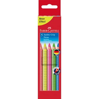 Faber-Castell Buntstifte Set Jumbo Grip Neon 5-teilig Jumbo Farbstifte für Kinder mit auffälligen Neonfarben, weichem Farbabstrich und ergonomischer Dreikantform Faber-Castell Buntstifte Set Jumbo Grip Neon 5-teilig Jumbo Farbstifte für Kinder mit auffälligen Neonfarben, weichem Farbabstrich und ergonomischer Dreikantform