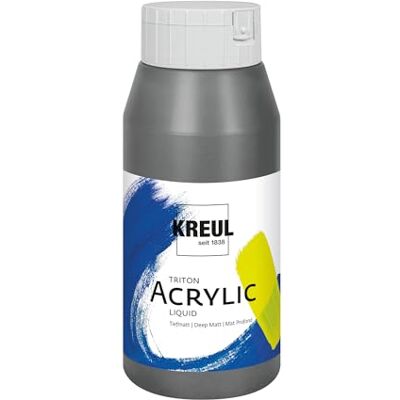 KREUL 17086 Triton Acrylic Liquid Graphite 750 ml, Hochwertige Künstler-Acrylfarbe in Studienqualität mit leicht fließendem Charakter, tiefmatt auftrocknend KREUL 17086 Triton Acrylic Liquid Graphite 750 ml, Hochwertige Künstler-Acrylfarbe in Studienqualität mit leicht fließendem Charakter, tiefmatt auftrocknend