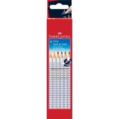 Faber-Castell Buntstifte Set Grip Heft & Tafel 6-teilig Spezialfarbstifte für Papier und Tafel in 6 Farben, Malstifte bruchsicher und ergonomisch Faber-Castell Buntstifte Set Grip Heft & Tafel 6-teilig Spezialfarbstifte für Papier und Tafel in 6 Farben, Malstifte bruchsicher und ergonomisch