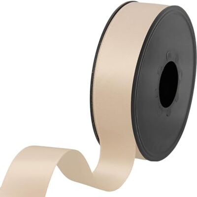 Les Petits Rubans Doppelseitiges Satinband aus 100% Polyester für Hochzeiten, Geschenkverpackungen, Blumenarrangements, Kunsthandwerk, Kuchen, Schleifen, Verzierungen, 25 mm x 25 m, Beige Les Petits Rubans Doppelseitiges Satinband aus 100% Polyester für Hochzeiten, Geschenkverpackungen, Blumenarrangements, Kunsthandwerk, Kuchen, Schleifen, Verzierungen, 25 mm x 25 m, Beige