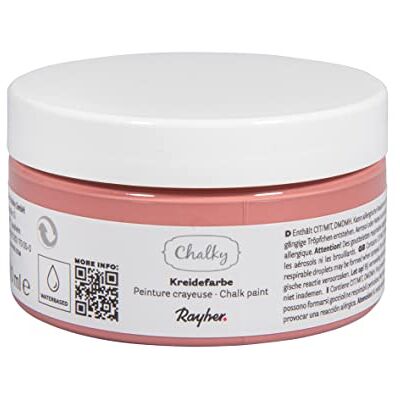Rayher Chalky, Kreidefarbe auf Wasserbasis, ziegelrosa, Dose 100 ml, für Shabby-Chic, Vintage- und Landhaus-Stil-Looks, 35047288, Ziegelrot Rayher Chalky, Kreidefarbe auf Wasserbasis, ziegelrosa, Dose 100 ml, für Shabby-Chic, Vintage- und Landhaus-Stil-Looks, 35047288, Ziegelrot