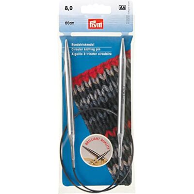 Prym 212212 Rundstricknadeln MS 60 cm 8,00 mm silberfarbig Prym 212212 Rundstricknadeln MS 60 cm 8,00 mm silberfarbig
