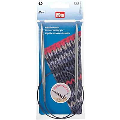 Prym 212182 Rundstricknadeln MS 60 cm 6,00 mm silberfarbig Prym 212182 Rundstricknadeln MS 60 cm 6,00 mm silberfarbig