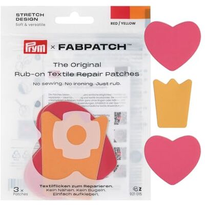 Prym 921015 FabPatch STRETCH Design Rub-on Patch Krone, Herz (3 Stück) – Selbstklebende bi-elastische Design-Reparaturflicken für Sportbekleidung, Leggings, Jacken & Sneaker – Ohne Nähen & Bügeln Prym 921015 FabPatch STRETCH Design Rub-on Patch Krone, Herz (3 Stück) – Selbstklebende bi-elastische Design-Reparaturflicken für Sportbekleidung, Leggings, Jacken & Sneaker – Ohne Nähen & Bügeln