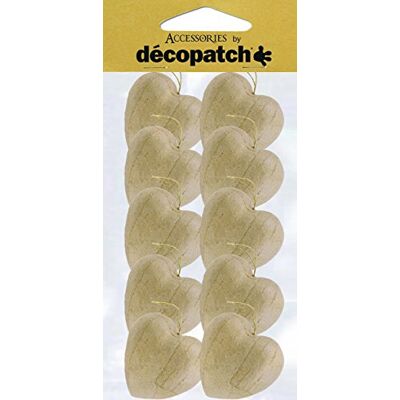 décopatch AC354O 10 Herzen aus Pappmaché, 2,5 x 4 x 4 cm, zum Verzieren und Aufhängen, Kartonbraun, 10er Pack décopatch AC354O 10 Herzen aus Pappmaché, 2,5 x 4 x 4 cm, zum Verzieren und Aufhängen, Kartonbraun, 10er Pack