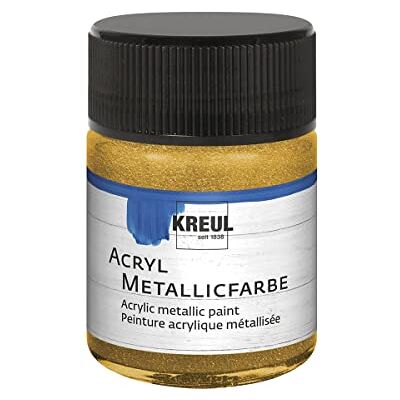 KREUL 77571 Acryl Metallicfarbe, 50 ml Glas in gold, glamouröse Acrylfarbe mit Metalliceffekt auf Wasserbasis, cremig deckend, schnelltrocknend und wasserfest KREUL 77571 Acryl Metallicfarbe, 50 ml Glas in gold, glamouröse Acrylfarbe mit Metalliceffekt auf Wasserbasis, cremig deckend, schnelltrocknend und wasserfest