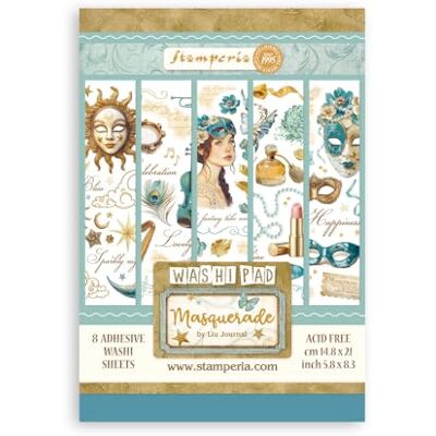 Stamperia Washi Pad for Scrapbooking, Albums, Card Making, Bullet Journalling and More, Translucent and Easy to Cut, Acid Free, Perfect for Hobbies, Crafts, and Gifting (Masquerade) (A5) (8 Sheets) Stamperia Washi Pad for Scrapbooking, Albums, Card Making, Bullet Journalling and More, Translucent and Easy to Cut, Acid Free, Perfect for Hobbies, Crafts, and Gifting (Masquerade) (A5) (8 Sheets)