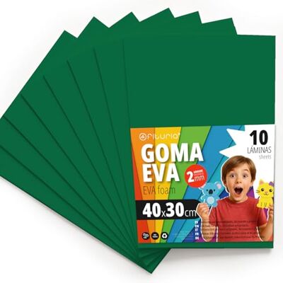 OFITURIA Moosgummi für Bastelarbeiten und Schulprojekte, Farbiges Schaumstoff ideal für DIY, Dekoration, Scrapbooking und kreative Projekte 40x30cm (Dunkelgrün, 10 Stk) OFITURIA Moosgummi für Bastelarbeiten und Schulprojekte, Farbiges Schaumstoff ideal für DIY, Dekoration, Scrapbooking und kreative Projekte 40x30cm (Dunkelgrün, 10 Stk)