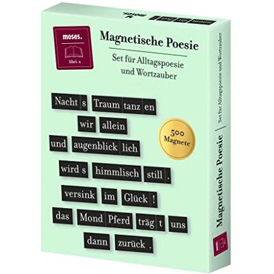 moses . libri_x Magnetische Poesie, Set für Alltagspoesie und Wortzauber, 500 Magnete für Magnettafel, Memoboard oder Kühlschrank moses . libri_x Magnetische Poesie, Set für Alltagspoesie und Wortzauber, 500 Magnete für Magnettafel, Memoboard oder Kühlschrank