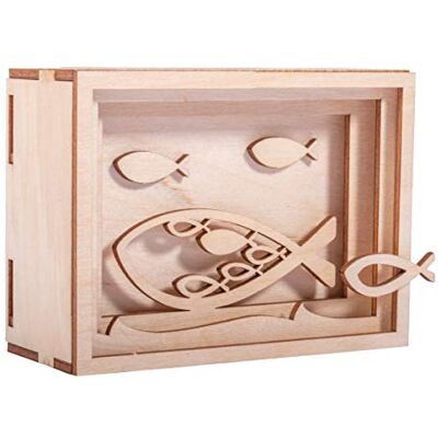Rayher DIY Geldgeschenk Verpackung "Fisch" für Kommunion, Konfirmation und Taufe, 3D Geschenkbox aus Holz zum Gestalten, 13-teilig, 11,5x8,5x5cm, Box 1Set, FSC Mix Credit, 62925505, Natur Rayher DIY Geldgeschenk Verpackung "Fisch" für Kommunion, Konfirmation und Taufe, 3D Geschenkbox aus Holz zum Gestalten, 13-teilig, 11,5x8,5x5cm, Box 1Set, FSC Mix Credit, 62925505, Natur