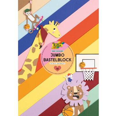 folia 687 Jumbo Bastelblock BASIC, 23 x 33 cm, Block mit 130 g/m² Tonpapier und 300 g/m² Fotokarton, 50 Blatt in 25 Farben, zum Basteln, Verzieren und Dekorieren folia 687 Jumbo Bastelblock BASIC, 23 x 33 cm, Block mit 130 g/m² Tonpapier und 300 g/m² Fotokarton, 50 Blatt in 25 Farben, zum Basteln, Verzieren und Dekorieren