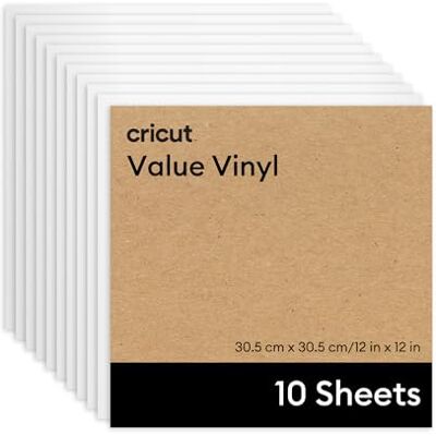Cricut Vinylfolie für Plotter im Vorteilspack 10 Blatt 30,5 cm x 30,5 cm Selbstklebende, permanente Plotterfolie für alle Schneidemaschinen Weiß Cricut Vinylfolie für Plotter im Vorteilspack 10 Blatt 30,5 cm x 30,5 cm Selbstklebende, permanente Plotterfolie für alle Schneidemaschinen Weiß