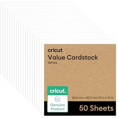 Cricut Value-Bastelkarton, Weiß, 30,50 cm x 30,5 cm, kompatibel mit allen -Maschinen 50er-Pack Cricut Value-Bastelkarton, Weiß, 30,50 cm x 30,5 cm, kompatibel mit allen -Maschinen 50er-Pack