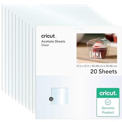 Cricut Acetatbögen 30,5 cm x 30,5 cm, klare transparente Bögen für Karten-Overlays, Geschenkverpackungen und vieles mehr 20er-Pack Cricut Acetatbögen 30,5 cm x 30,5 cm, klare transparente Bögen für Karten-Overlays, Geschenkverpackungen und vieles mehr 20er-Pack
