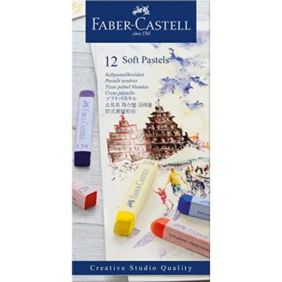 Faber-Castell Softpastellkreiden Set 12-teilig im Etui Weiche Pastellkreiden, leicht verwisch- und mischbar für kreative Farbverläufe Faber-Castell Softpastellkreiden Set 12-teilig im Etui Weiche Pastellkreiden, leicht verwisch- und mischbar für kreative Farbverläufe