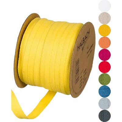Halbach Baumwollband, 10 mm x 30 m, gelb Webband aus 100 % Baumwolle, Meterware zum Basteln, Dekorieren und Nähen Halbach Baumwollband, 10 mm x 30 m, gelb Webband aus 100 % Baumwolle, Meterware zum Basteln, Dekorieren und Nähen