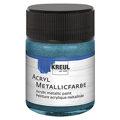 KREUL 77582 Acryl Metallicfarbe, 50 ml Glas in metallic petrol, glamouröse Acrylfarbe mit Metalliceffekt auf Wasserbasis, cremig deckend, schnelltrocknend und wasserfest KREUL 77582 Acryl Metallicfarbe, 50 ml Glas in metallic petrol, glamouröse Acrylfarbe mit Metalliceffekt auf Wasserbasis, cremig deckend, schnelltrocknend und wasserfest