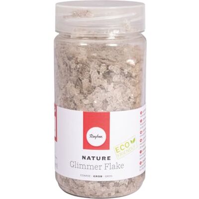 Rayher Nature Glimmer Flakes, grob, 3 – 10 mm, silber, Streuflitter, Eco friendly, 100% natürliches Material, ohne Rückstände abbaubar, Dose 370 ml, ideal zum Basteln und Dekorieren, 39592606 Rayher Nature Glimmer Flakes, grob, 3 – 10 mm, silber, Streuflitter, Eco friendly, 100% natürliches Material, ohne Rückstände abbaubar, Dose 370 ml, ideal zum Basteln und Dekorieren, 39592606