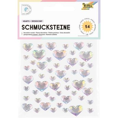folia 12313 Schmucksteine HEARTS IRIDESCENT, 54 herzförmige Glitzersteine in irisierend-schillernd, Aufkleber in 3 Größen, selbstklebend, zum Verzieren und Dekorieren folia 12313 Schmucksteine HEARTS IRIDESCENT, 54 herzförmige Glitzersteine in irisierend-schillernd, Aufkleber in 3 Größen, selbstklebend, zum Verzieren und Dekorieren