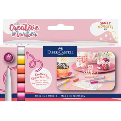 Faber-Castell Goldfaber Creative Marker Set Sweet Moments, 6 Farben Wasserfeste Kreativmarker mit 1,5 mm Spitze für Handlettering und Illustrationen Faber-Castell Goldfaber Creative Marker Set Sweet Moments, 6 Farben Wasserfeste Kreativmarker mit 1,5 mm Spitze für Handlettering und Illustrationen