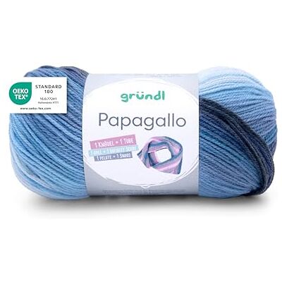 Gründl Wolle Papagallo Farbverlaufsgarn 1 Knäuel 100 g, Meeresblau Weiche Wolle mit Farbverlauf zum Häkeln und Stricken Farbverlaufsgarn 100 % Polyacryl 100g/360m Nadelstärke 3,5-4,5 Gründl Wolle Papagallo Farbverlaufsgarn 1 Knäuel 100 g, Meeresblau Weiche Wolle mit Farbverlauf zum Häkeln und Stricken Farbverlaufsgarn 100 % Polyacryl 100g/360m Nadelstärke 3,5-4,5