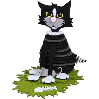 Halbach Seidenbänder DIY Filzset Filztiere: Katze zum Basteln Kreatives Bastelset Hochwertiger Bastelspaß aus Filz, schwarz/grau Halbach Seidenbänder DIY Filzset Filztiere: Katze zum Basteln Kreatives Bastelset Hochwertiger Bastelspaß aus Filz, schwarz/grau