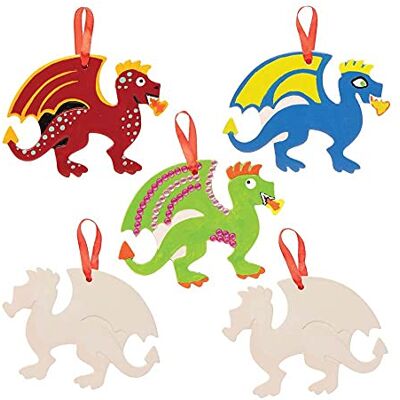 Baker Ross FE230 Drachen Keramik Anhänger zum Bemalen 5er Pack, Deko Bastelset für Kinder zum Basteln, Kindergeburtstag Basteln Baker Ross FE230 Drachen Keramik Anhänger zum Bemalen 5er Pack, Deko Bastelset für Kinder zum Basteln, Kindergeburtstag Basteln
