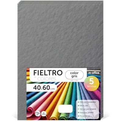 m-office Bastelfilz für DIY-Projekte, Filzplatten in bunten Farben, Weich und Flexibel, Material für Nähen und Patchwork Stoffe, Ideal Handarbeiten, Deko Kunsthandwerk, 20x30cm, (Grau, 5 Stk) m-office Bastelfilz für DIY-Projekte, Filzplatten in bunten Farben, Weich und Flexibel, Material für Nähen und Patchwork Stoffe, Ideal Handarbeiten, Deko Kunsthandwerk, 20x30cm, (Grau, 5 Stk)