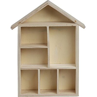 Creativ 575160 1-teiliges Holzregal in Hausform mit 7 kleinen Fächern, Beige Creativ 575160 1-teiliges Holzregal in Hausform mit 7 kleinen Fächern, Beige