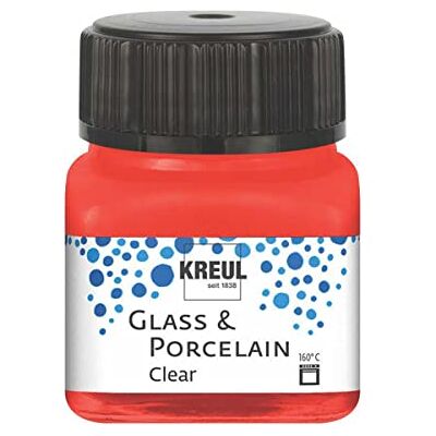 Kreul 16205 Glass & Porcelain Clear kirschrot, im 20 ml Glas, transparente Glas- und Porzellanmalfarbe auf Wasserbasis, schnelltrocknend, glasklar Kreul 16205 Glass & Porcelain Clear kirschrot, im 20 ml Glas, transparente Glas- und Porzellanmalfarbe auf Wasserbasis, schnelltrocknend, glasklar