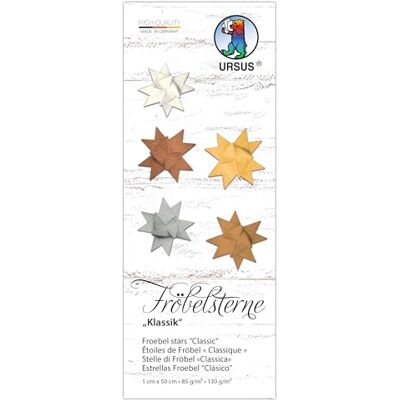 Ursus 3496 00 99 Fröbelsterne "Klassik", 130 g/m² aus Tonzeichenpapier, 100 Faltstreifen, Größe 1 x 50 cm, Ø 4,3 cm, 5 Farben, mit Bastelanleitung, DIY Bastelpapier zum falten Ursus 3496 00 99 Fröbelsterne "Klassik", 130 g/m² aus Tonzeichenpapier, 100 Faltstreifen, Größe 1 x 50 cm, Ø 4,3 cm, 5 Farben, mit Bastelanleitung, DIY Bastelpapier zum falten
