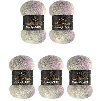 Wollbiene Moonlight Batik Strickwolle 500g zum Stricken und Häkeln 20% Wolle, Türkische Farbverlaufswolle (2700 Rose Grau) Wollbiene Moonlight Batik Strickwolle 500g zum Stricken und Häkeln 20% Wolle, Türkische Farbverlaufswolle (2700 Rose Grau)