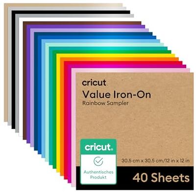 Cricut Transferfolie 40er Paket 30.5cm x 30.5cm (12" x 12") Thermotransfervinyl-Blätter Für alle Schneidemaschinen geeignet Cricut Transferfolie 40er Paket 30.5cm x 30.5cm (12" x 12") Thermotransfervinyl-Blätter Für alle Schneidemaschinen geeignet