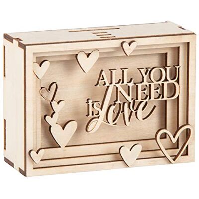Rayher DIY Geldgeschenk Verpackung "Love" für Hochzeit, 3D Geschenkbox aus Holz zum Gestalten, 14-teilig, 11,5x8,5x5cm, Natur, Box 1Set, FSC Mix Credit, 62923505 Rayher DIY Geldgeschenk Verpackung "Love" für Hochzeit, 3D Geschenkbox aus Holz zum Gestalten, 14-teilig, 11,5x8,5x5cm, Natur, Box 1Set, FSC Mix Credit, 62923505