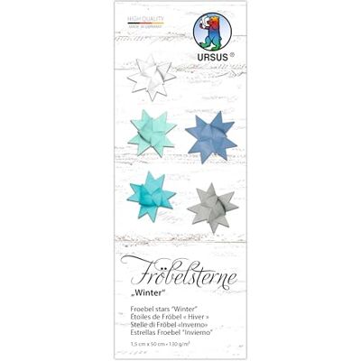 Ursus 3513 00 99 Fröbelsterne "Winter", 130 g/m² aus Tonzeichenpapier, 80 Faltstreifen, Größe 1 x 50 cm, Ø 4,3 cm, 5 Farben, mit Bastelanleitung, DIY Bastelpapier zum falten Ursus 3513 00 99 Fröbelsterne "Winter", 130 g/m² aus Tonzeichenpapier, 80 Faltstreifen, Größe 1 x 50 cm, Ø 4,3 cm, 5 Farben, mit Bastelanleitung, DIY Bastelpapier zum falten