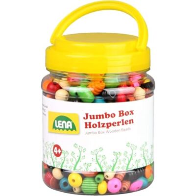 Lena Bastelset, Jumbo Box Holzfädelperlen, bunte Holzperlen zum Auffädeln mit Fädelschnüren, bunt sortiert, ideal zum Basteln von Armbändern & Ketten, geeignet für Kinder ab 4 Jahren Lena Bastelset, Jumbo Box Holzfädelperlen, bunte Holzperlen zum Auffädeln mit Fädelschnüren, bunt sortiert, ideal zum Basteln von Armbändern & Ketten, geeignet für Kinder ab 4 Jahren
