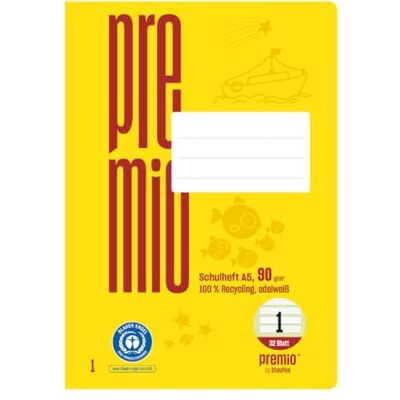Staufen Premio Schulhefte 5 Hefte à 32 Blatt, DIN A5, liniert 5/5/5 mm Lineatur 1, 100% Recyclingpapier, zertifiziert mit dem Blauen Engel, abgerundete Ecken, 90 g/m² Papier Staufen Premio Schulhefte 5 Hefte à 32 Blatt, DIN A5, liniert 5/5/5 mm Lineatur 1, 100% Recyclingpapier, zertifiziert mit dem Blauen Engel, abgerundete Ecken, 90 g/m² Papier