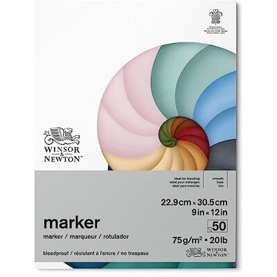 Winsor & Newton 6002006 Markerpapier, Weiß, 22,9 x 30,5 cm-50 Blatt Block, 75g/m² Winsor & Newton 6002006 Markerpapier, Weiß, 22,9 x 30,5 cm-50 Blatt Block, 75g/m²