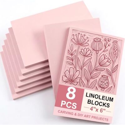 SGHUO 8 Stück 10,2 x 15,2 cm rosa Gummi Schnitzblöcke, Stempel Herstellung Kit für Drucken, Stempel Weichgummi Handwerk, weich und leicht zu schnitzen SGHUO 8 Stück 10,2 x 15,2 cm rosa Gummi Schnitzblöcke, Stempel Herstellung Kit für Drucken, Stempel Weichgummi Handwerk, weich und leicht zu schnitzen
