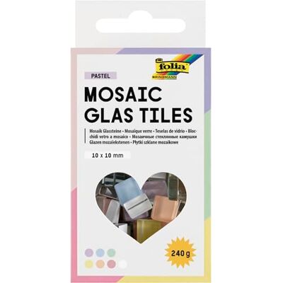 folia 5619 Mosaic Glas Tiles PASTEL, 300 Stück mit 10 x 10 mm, ca. 240 g Mosaiksteine in 7 Pastellfarben, zum Basteln, Verzieren und Dekorieren folia 5619 Mosaic Glas Tiles PASTEL, 300 Stück mit 10 x 10 mm, ca. 240 g Mosaiksteine in 7 Pastellfarben, zum Basteln, Verzieren und Dekorieren