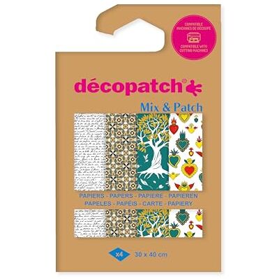 décopatch DP049C Packung Mix Patch, mit 4 Blatt -Papier 30x40 cm, Spiritualität, gemischte Sortierung, geeignet ab 5 Jahren, 1 Pack décopatch DP049C Packung Mix Patch, mit 4 Blatt -Papier 30x40 cm, Spiritualität, gemischte Sortierung, geeignet ab 5 Jahren, 1 Pack