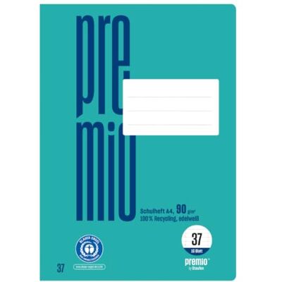 Staufen Premio Schulheft 4 Hefte à 16 Blatt, DIN A4, liniert, Rand perforiert Lineatur 37, 100% Recyclingpapier, zertifiziert mit dem Blauen Engel, abgerundete Ecken, 90 g/m² Papier Staufen Premio Schulheft 4 Hefte à 16 Blatt, DIN A4, liniert, Rand perforiert Lineatur 37, 100% Recyclingpapier, zertifiziert mit dem Blauen Engel, abgerundete Ecken, 90 g/m² Papier