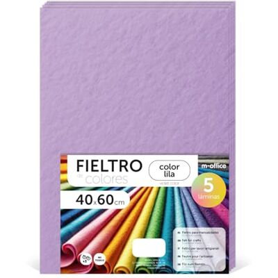 m-office Bastelfilz für DIY-Projekte, Filzplatten in bunten Farben, Weich und Flexibel, Material für Nähen und Patchwork Stoffe, Ideal Handarbeiten, Deko Kunsthandwerk, 20x30cm, (Lila, 5 Stk) m-office Bastelfilz für DIY-Projekte, Filzplatten in bunten Farben, Weich und Flexibel, Material für Nähen und Patchwork Stoffe, Ideal Handarbeiten, Deko Kunsthandwerk, 20x30cm, (Lila, 5 Stk)