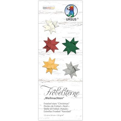 Ursus 3512 00 99 Fröbelsterne "Weihnachten", 130 g/m² aus Tonzeichenpapier, 80 Faltstreifen, Größe 1 x 50 cm, Ø 4,3 cm, 5 Farben, mit Bastelanleitung, DIY Bastelpapier zum falten Ursus 3512 00 99 Fröbelsterne "Weihnachten", 130 g/m² aus Tonzeichenpapier, 80 Faltstreifen, Größe 1 x 50 cm, Ø 4,3 cm, 5 Farben, mit Bastelanleitung, DIY Bastelpapier zum falten