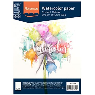 Creative Florence Aquarellpapier Glatt Zeichenblock für Aquarellfarben A4 Beige Malblock für Wasserfarben Künstlerbedarf und Scrabooking 200 gsm Creative Florence Aquarellpapier Glatt Zeichenblock für Aquarellfarben A4 Beige Malblock für Wasserfarben Künstlerbedarf und Scrabooking 200 gsm