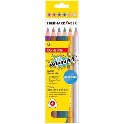Eberhard Faber 518305 Buntstifte Set TRI Winner, 6 Farbstifte in Metallic Farben, bruchsicher Eberhard Faber 518305 Buntstifte Set TRI Winner, 6 Farbstifte in Metallic Farben, bruchsicher