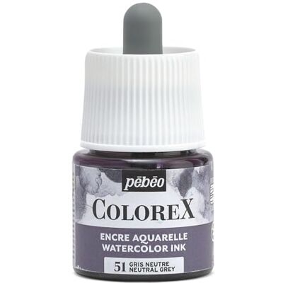 PEBEO Pébéo Colorex Tinte 45 ml Grau Neutral Colorex Aquarell Tinte mit samtigem Finish Zeichentusche Multi-Tool Alle Medien PEBEO Pébéo Colorex Tinte 45 ml Grau Neutral Colorex Aquarell Tinte mit samtigem Finish Zeichentusche Multi-Tool Alle Medien