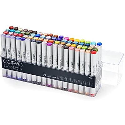 Copic Sketch Set "72 Colors D", 72er Set im Acryl-Display, Twin Marker mit einer mittelbreiten und einer Brush-Spitze Copic Sketch Set "72 Colors D", 72er Set im Acryl-Display, Twin Marker mit einer mittelbreiten und einer Brush-Spitze