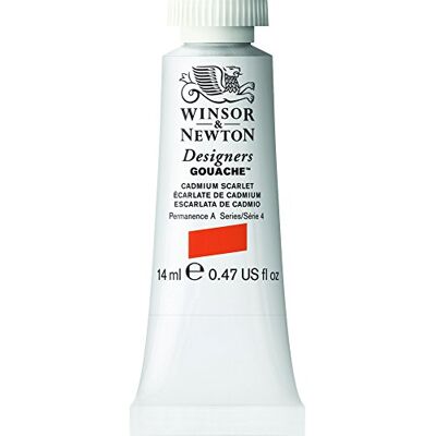 Winsor & Newton 8840471 Designer Gouache Kadmiumscharlach, 14ml Tube matte deckende Gouachefarben, Ideal für Gouachemalerei, Brillante, lichtechte Farben mit großer Deckkraft Winsor & Newton 8840471 Designer Gouache Kadmiumscharlach, 14ml Tube matte deckende Gouachefarben, Ideal für Gouachemalerei, Brillante, lichtechte Farben mit großer Deckkraft
