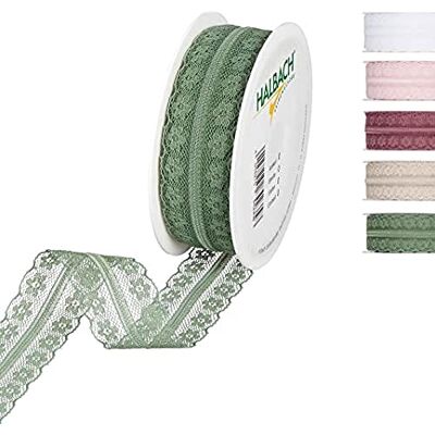 Halbach Seidenbänder Spitzenband Breite: 30 mm. Länge: 15 m, Spitze als Rollenware, Schleifenband für Hochzeiten zum Nähen oder Tischdekoration, Spitzenstoff für DIY Handwerk, Farbe: jade Halbach Seidenbänder Spitzenband Breite: 30 mm. Länge: 15 m, Spitze als Rollenware, Schleifenband für Hochzeiten zum Nähen oder Tischdekoration, Spitzenstoff für DIY Handwerk, Farbe: jade